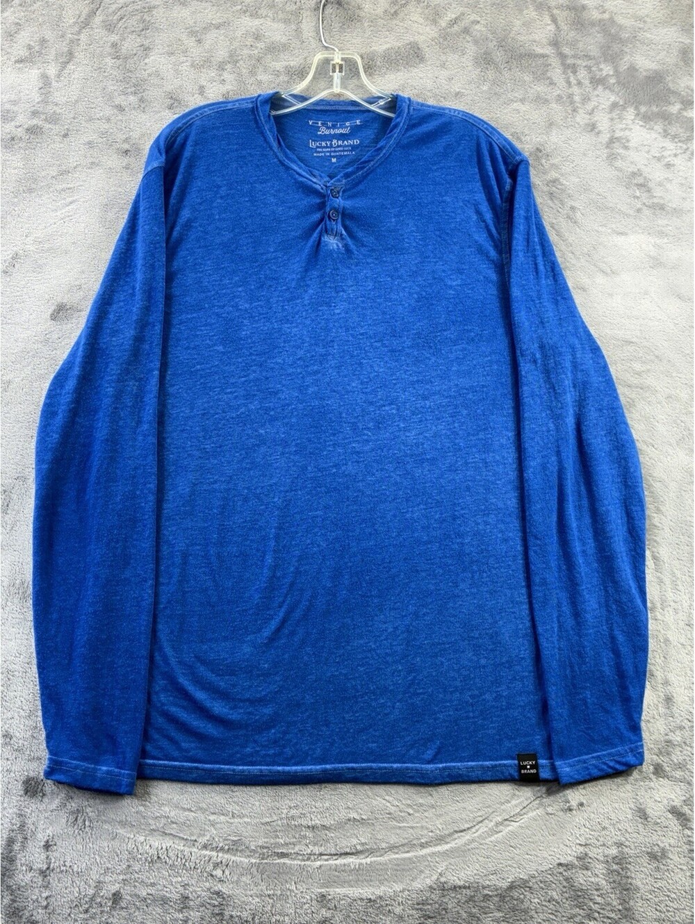 Lucky Brand Venice Burnout Henley Shirt Men's Size Medium Lightweight Blue